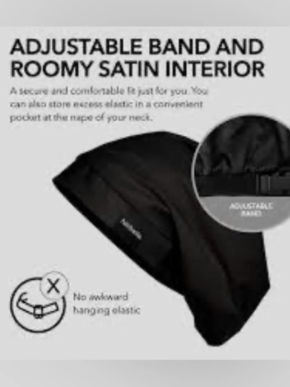NWT Hairbrella Satin-Lined Sleep Cap Black - Classic One Size